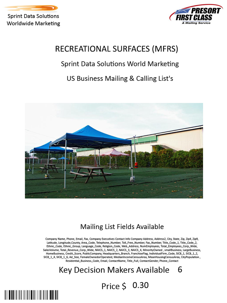 RECREATIONAL SURFACES (MFRS)