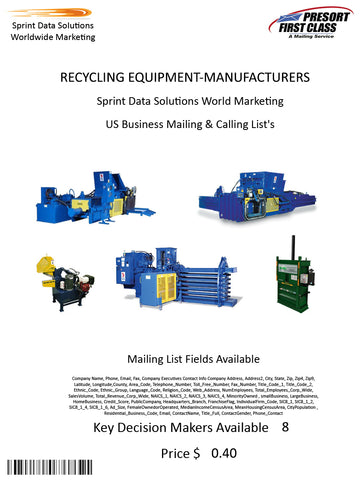 RECYCLING EQUIPMENT-MANUFACTURERS