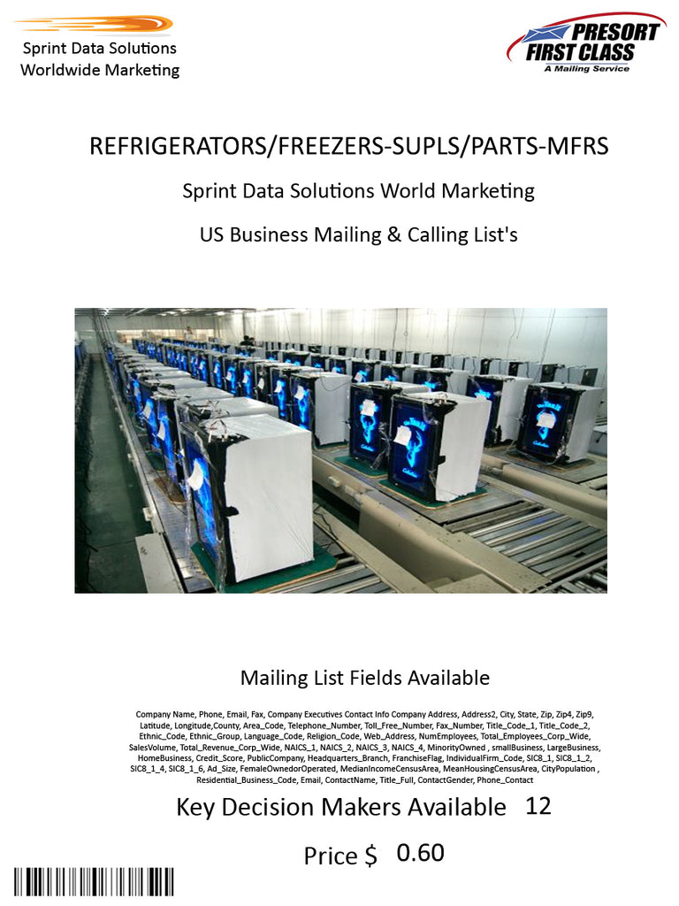 REFRIGERATORS/FREEZERS-SUPLS/PARTS-MFRS