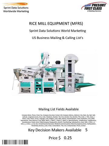 RICE MILL EQUIPMENT (MFRS)