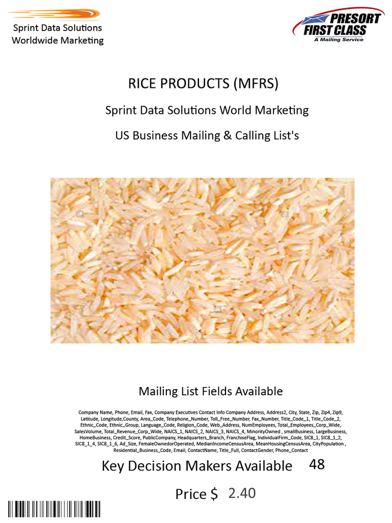 RICE PRODUCTS (MFRS)