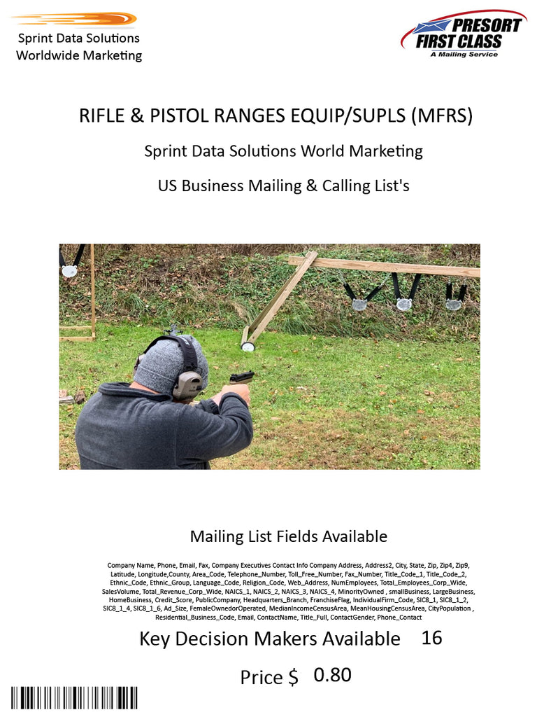 RIFLE & PISTOL RANGES EQUIP/SUPLS (MFRS)