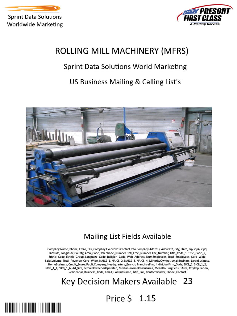 ROLLING MILL MACHINERY (MFRS)