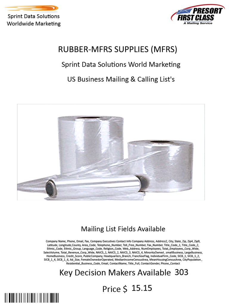 RUBBER-MFRS SUPPLIES (MFRS)