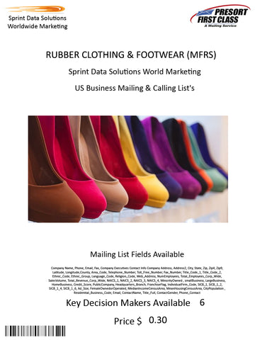 RUBBER CLOTHING & FOOTWEAR (MFRS)