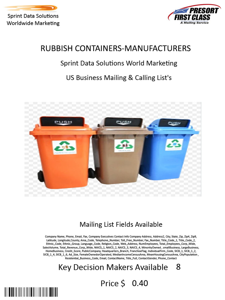 RUBBISH CONTAINERS-MANUFACTURERS