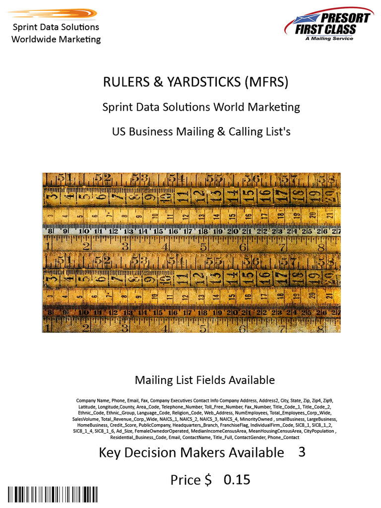 RULERS & YARDSTICKS (MFRS)