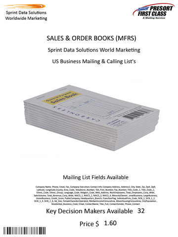 SALES & ORDER BOOKS (MFRS)