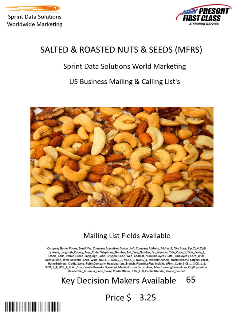 SALTED & ROASTED NUTS & SEEDS (MFRS)