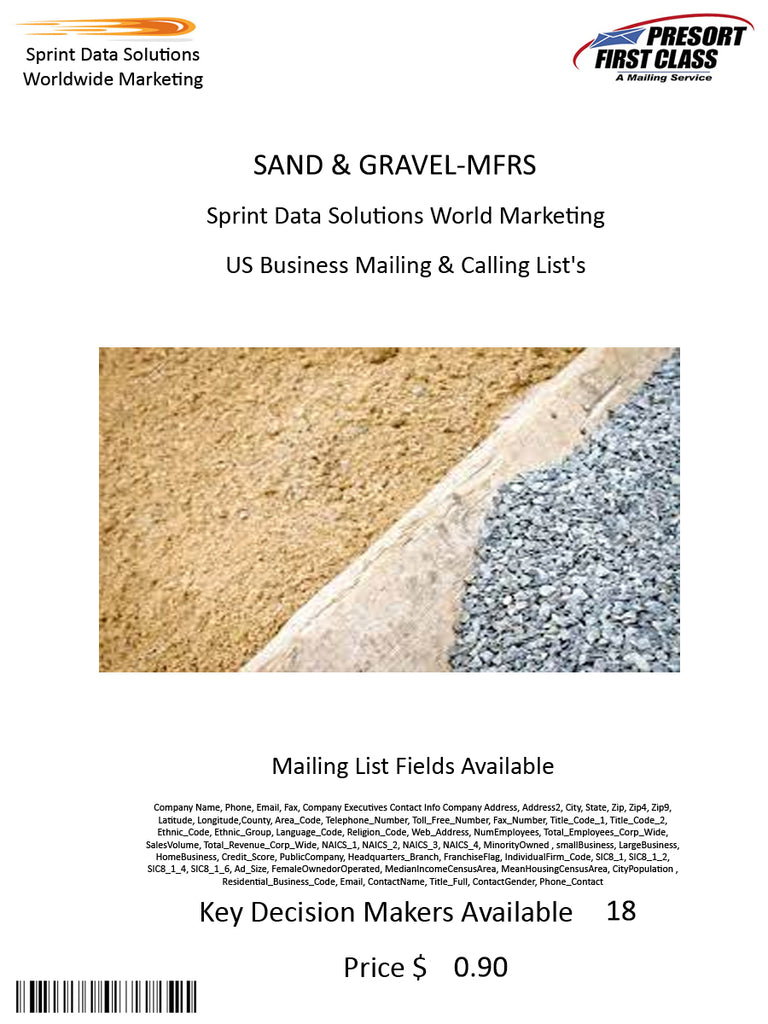 SAND & GRAVEL-MFRS