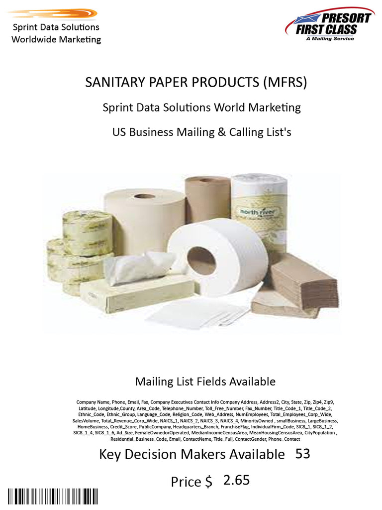 SANITARY PAPER PRODUCTS (MFRS)