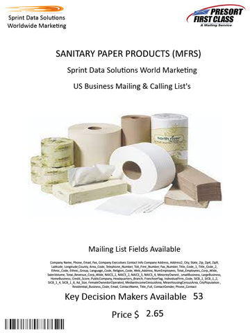 SANITARY PAPER PRODUCTS (MFRS)