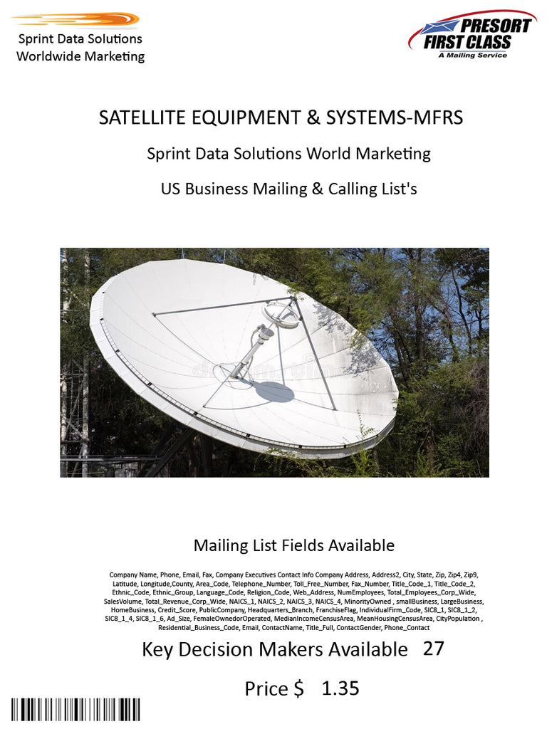 SATELLITE EQUIPMENT & SYSTEMS-MFRS