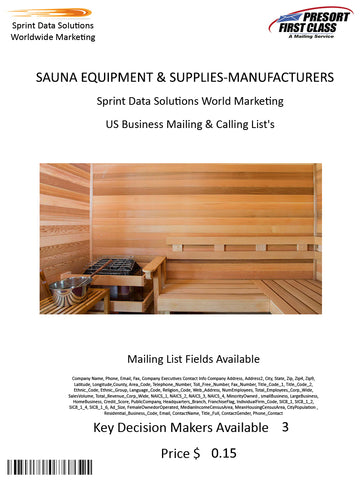 SAUNA EQUIPMENT & SUPPLIES-MANUFACTURERS