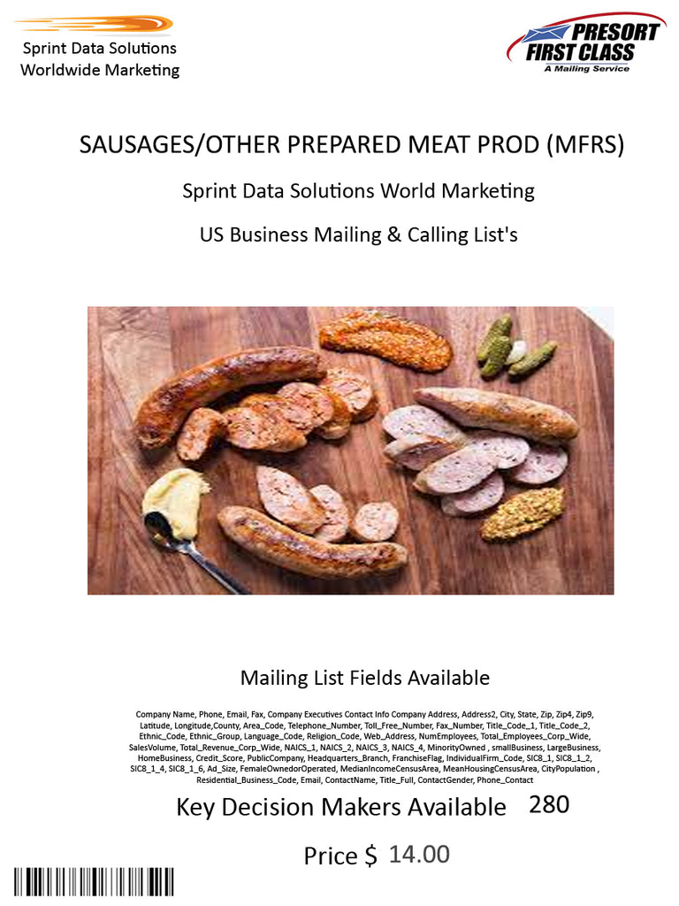 SAUSAGES/OTHER PREPARED MEAT PROD (MFRS)