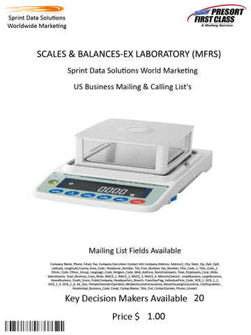 SCALES & BALANCES-EX LABORATORY (MFRS)