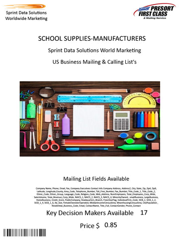 SCHOOL SUPPLIES-MANUFACTURERS