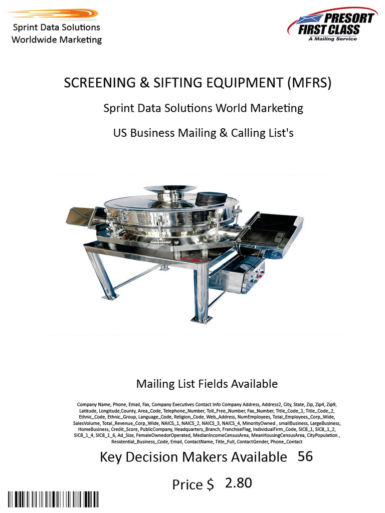 SCREENING & SIFTING EQUIPMENT (MFRS)