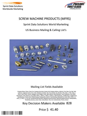 SCREW MACHINE PRODUCTS (MFRS)