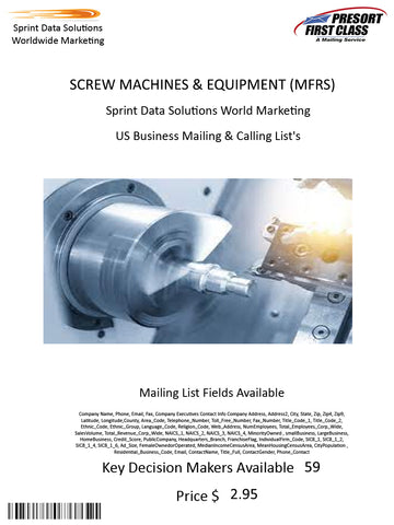 SCREW MACHINES & EQUIPMENT (MFRS)