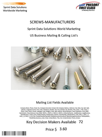 SCREWS-MANUFACTURERS