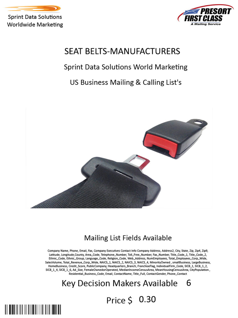 SEAT BELTS-MANUFACTURERS