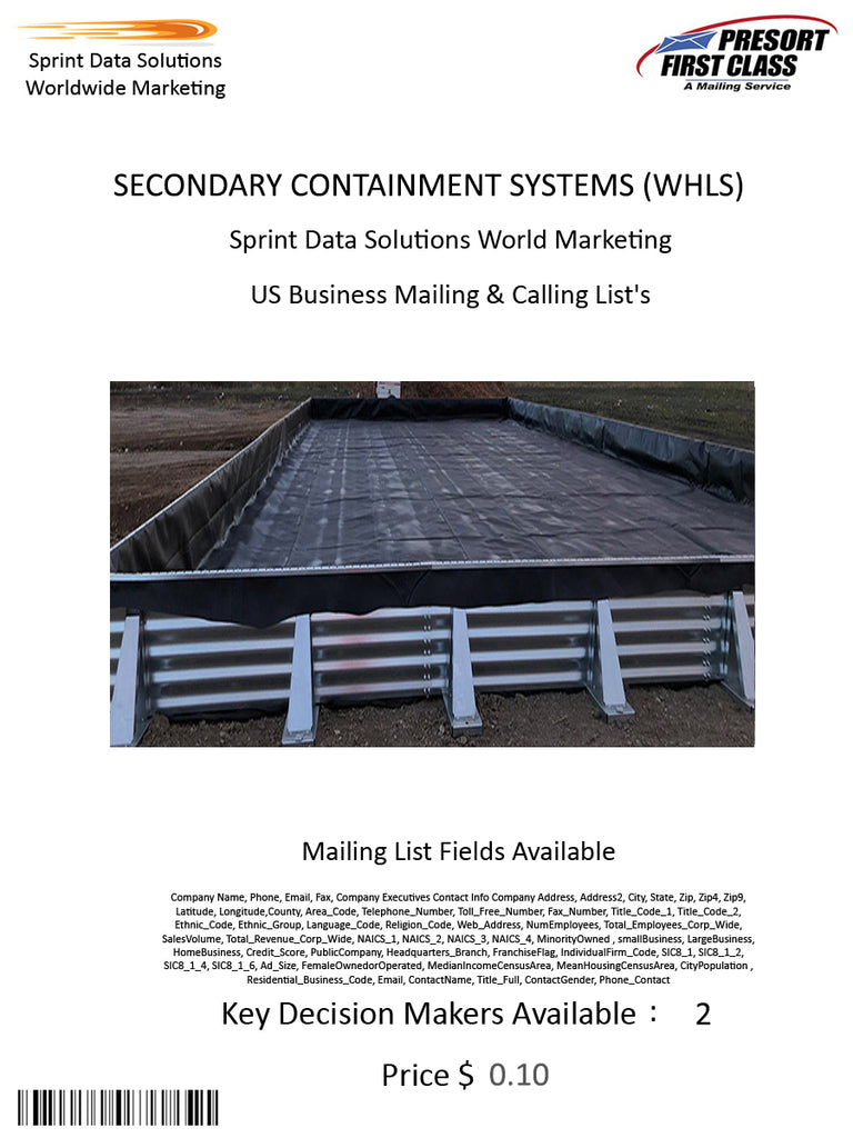 SECONDARY CONTAINMENT SYSTEMS (WHLS)