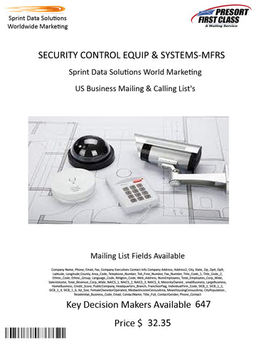 SECURITY CONTROL EQUIP & SYSTEMS-MFRS