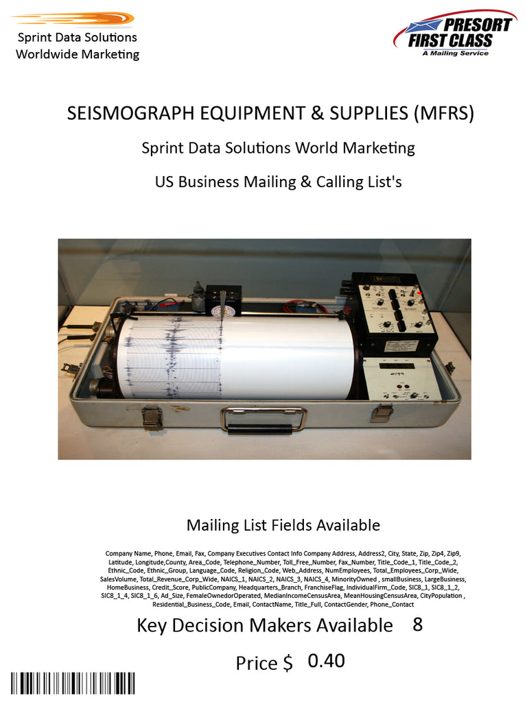 SEISMOGRAPH EQUIPMENT & SUPPLIES (MFRS)