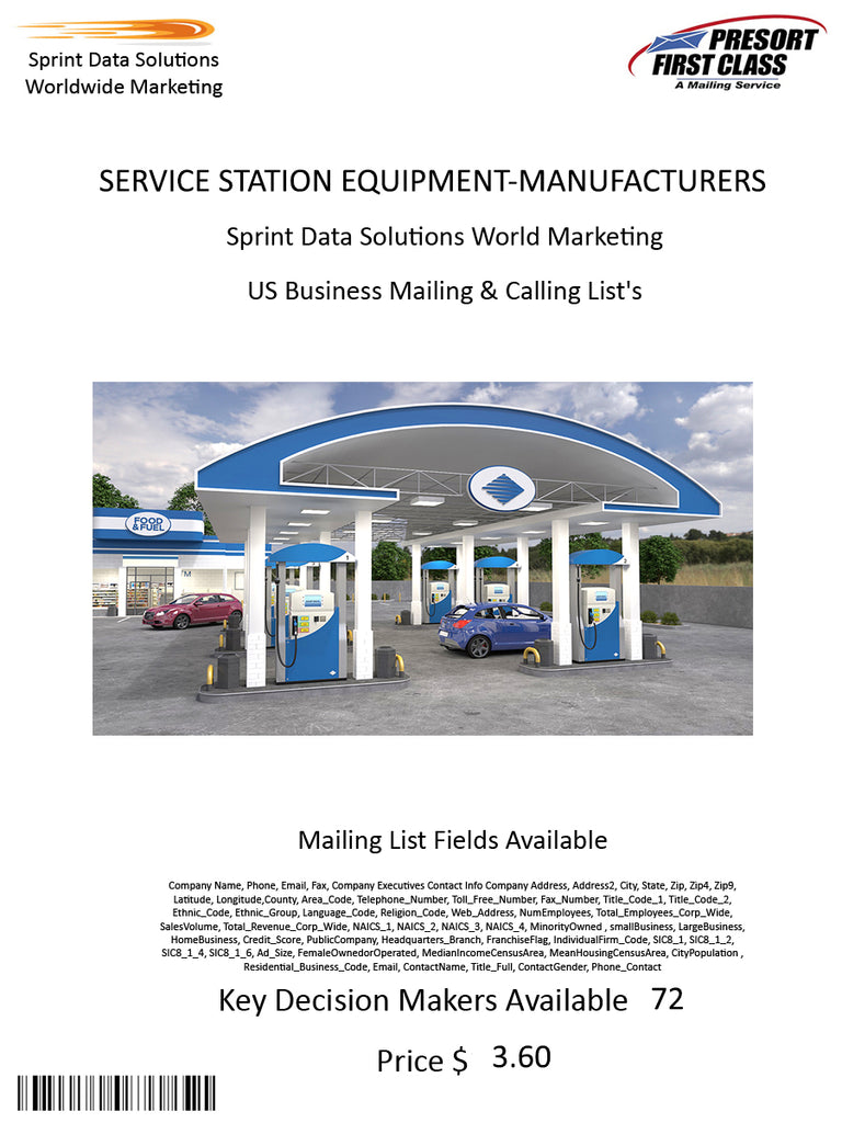 SERVICE STATION EQUIPMENT-MANUFACTURERS