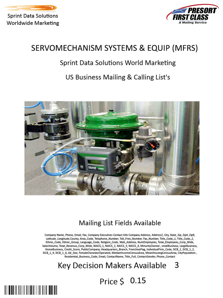 SERVOMECHANISM SYSTEMS & EQUIP (MFRS)