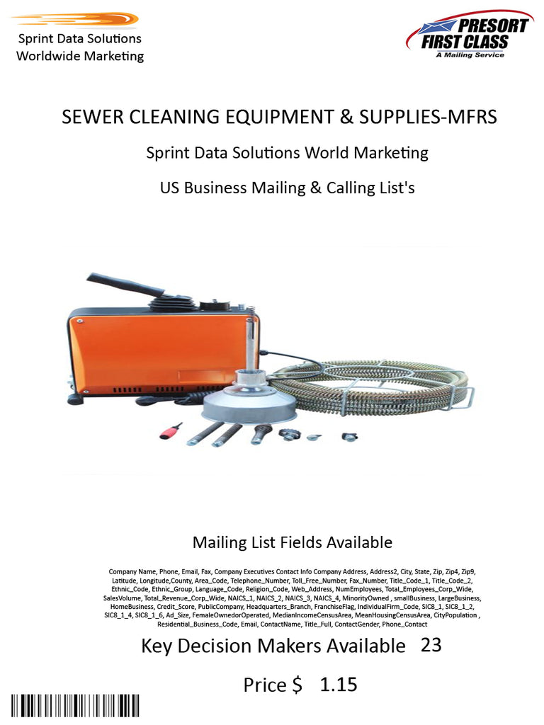 SEWER CLEANING EQUIPMENT & SUPPLIES-MFRS