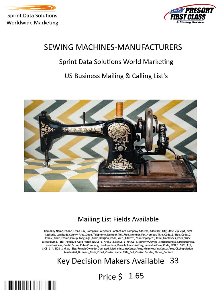 SEWING MACHINES-MANUFACTURERS