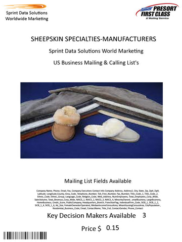 SHEEPSKIN SPECIALTIES-MANUFACTURERS