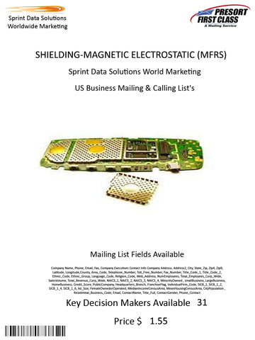 SHIELDING-MAGNETIC ELECTROSTATIC (MFRS)