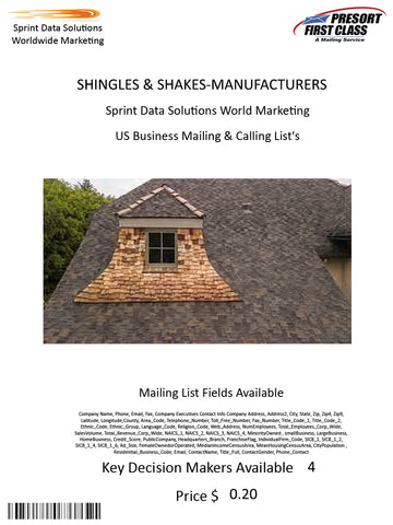 SHINGLES & SHAKES-MANUFACTURERS