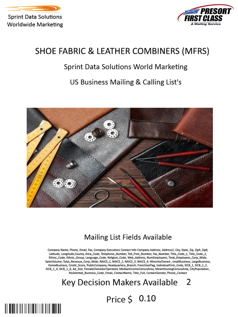 SHOE FABRIC & LEATHER COMBINERS (MFRS)