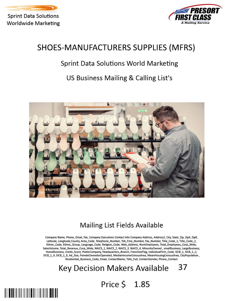 SHOES-MANUFACTURERS SUPPLIES (MFRS)