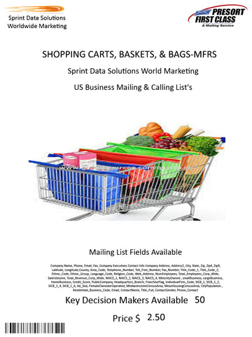 SHOPPING CARTS, BASKETS, & BAGS-MFRS