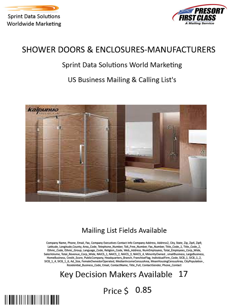 SHOWER DOORS & ENCLOSURES-MANUFACTURERS