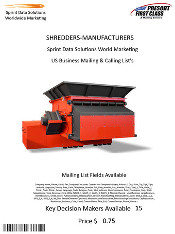 SHREDDERS-MANUFACTURERS