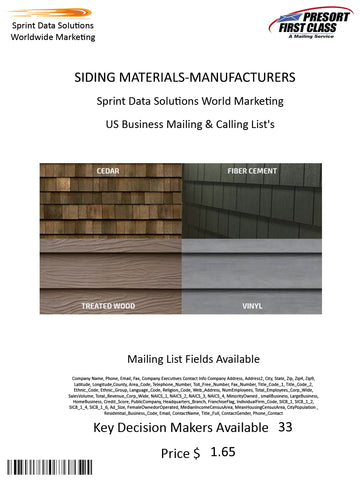 SIDING MATERIALS-MANUFACTURERS