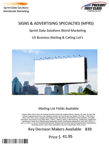 SIGNS & ADVERTISING SPECIALTIES (MFRS)