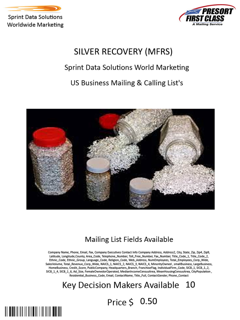 SILVER RECOVERY (MFRS)