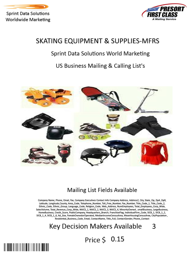 SKATING EQUIPMENT & SUPPLIES-MFRS