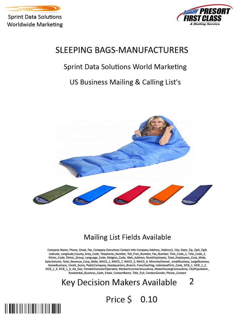 SLEEPING BAGS-MANUFACTURERS