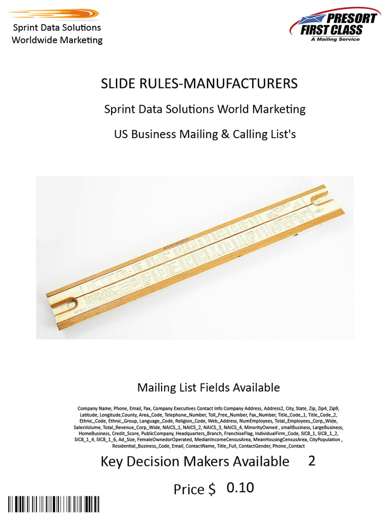 SLIDE RULES-MANUFACTURERS