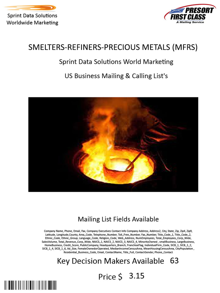 SMELTERS-REFINERS-PRECIOUS METALS (MFRS)