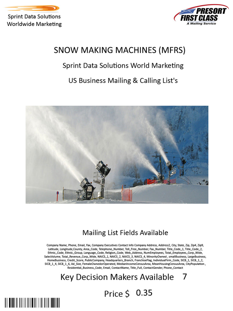 SNOW MAKING MACHINES (MFRS)