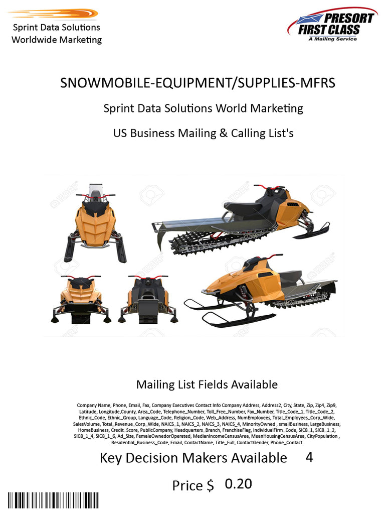 SNOWMOBILE-EQUIPMENT/SUPPLIES-MFRS